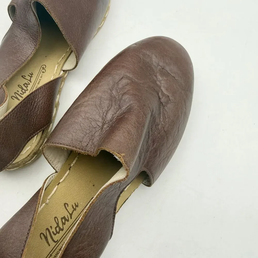 Nida Lu Womens Mule Sandals EU 39 US 8.5 Brown Leather EUC